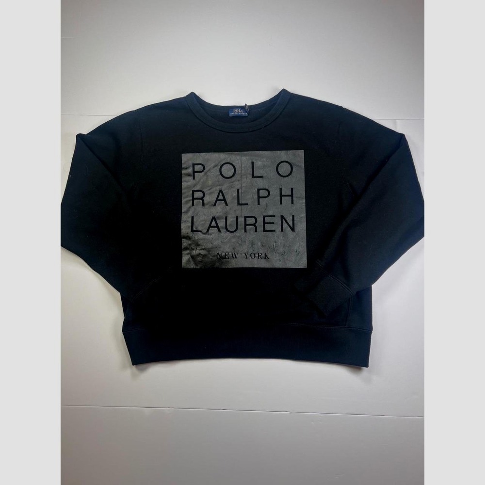 Polo Ralph Lauren Mens Black Graphic Crewneck Sweatshirt New York Logo Pullover